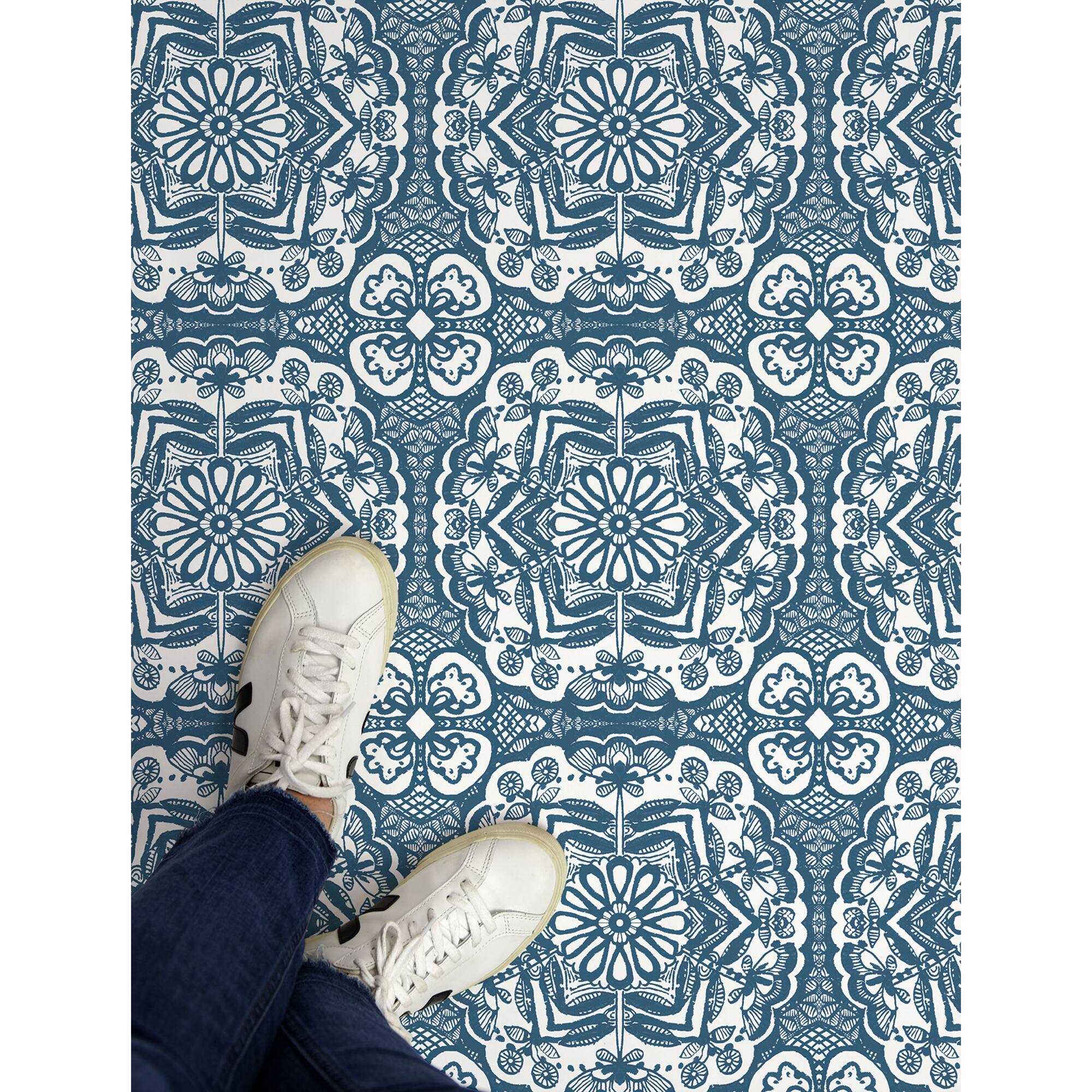 FloorPops Erina Blue Peel & Stick Floor Tiles
